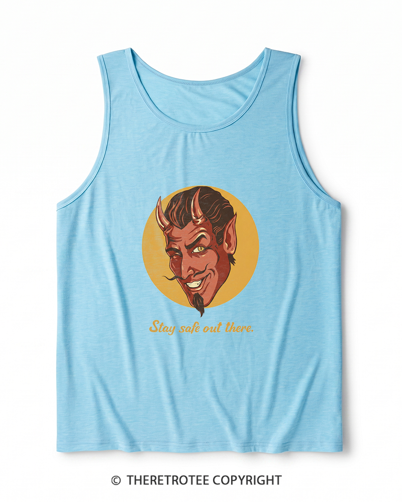 TheRetroTee Stay Safe Out There 1970s Heather Tank Top