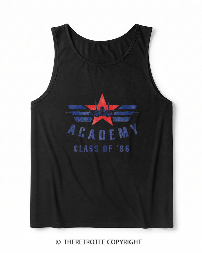 TheRetroTee Academy '86 1980s Heather Tank Top