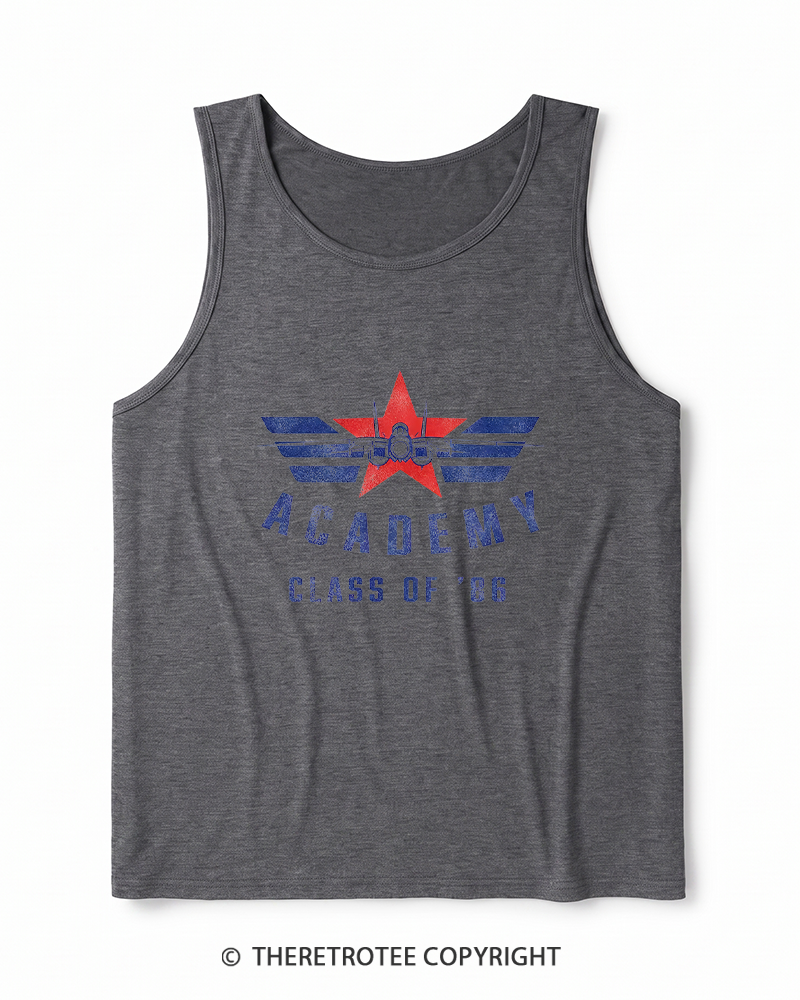 TheRetroTee Academy '86 1980s Heather Tank Top