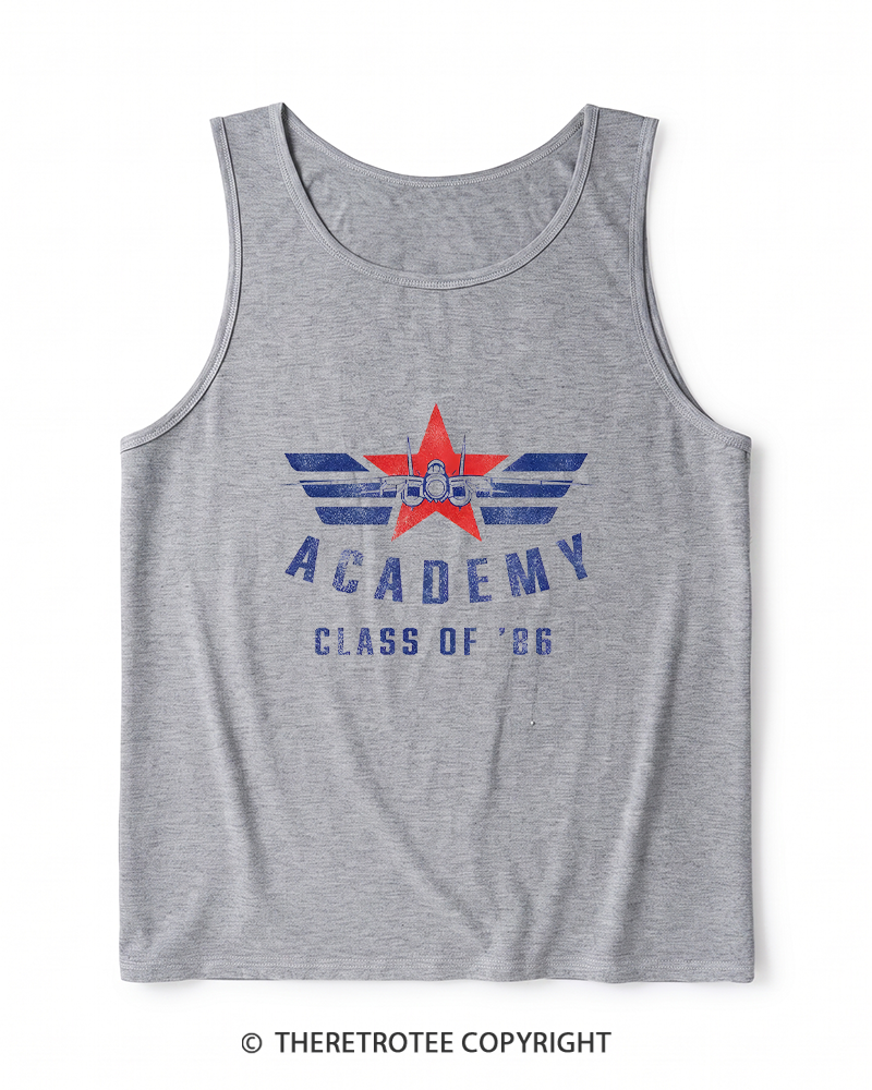 TheRetroTee Academy '86 1980s Heather Tank Top