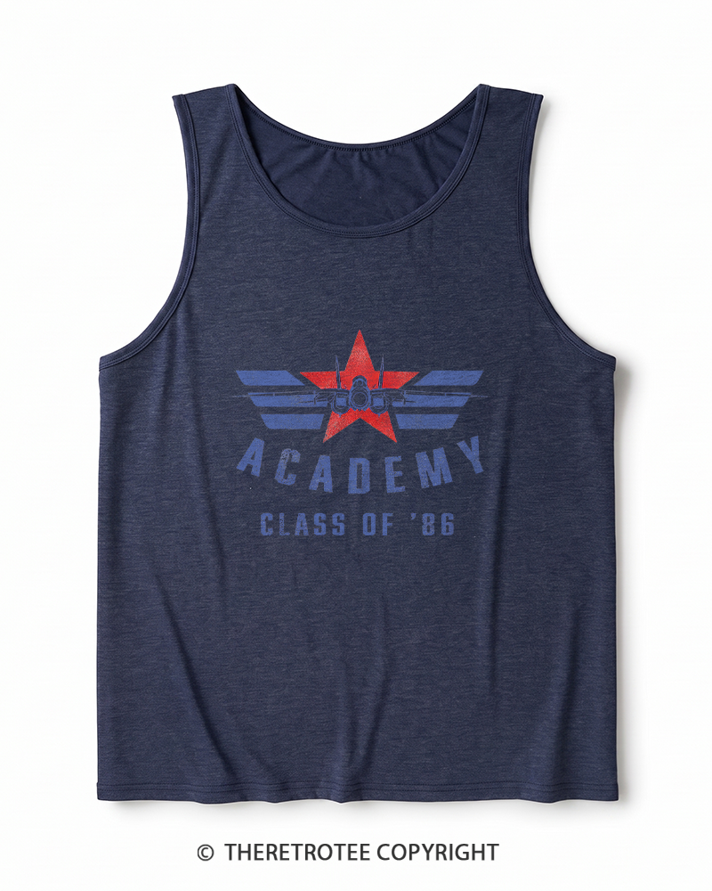 TheRetroTee Academy '86 1980s Heather Tank Top