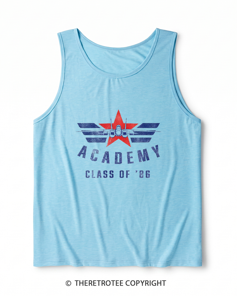 TheRetroTee Academy '86 1980s Heather Tank Top