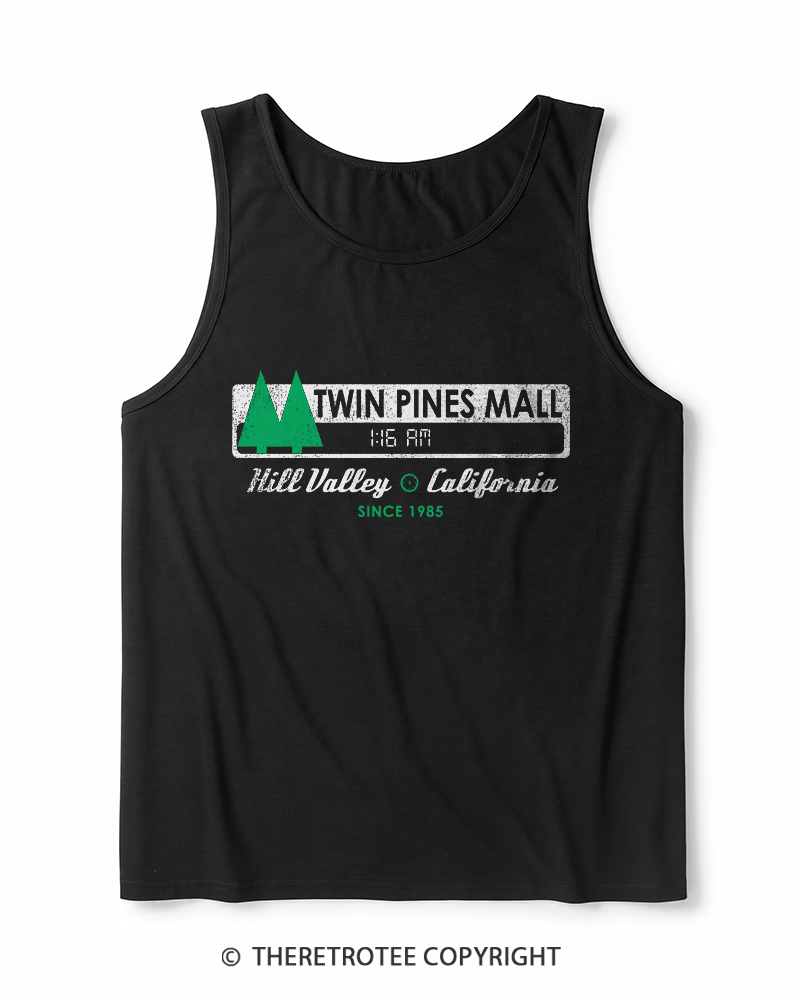 TheRetroTee Twin Pines mall Sign Worn 1980s Heather Tank Top