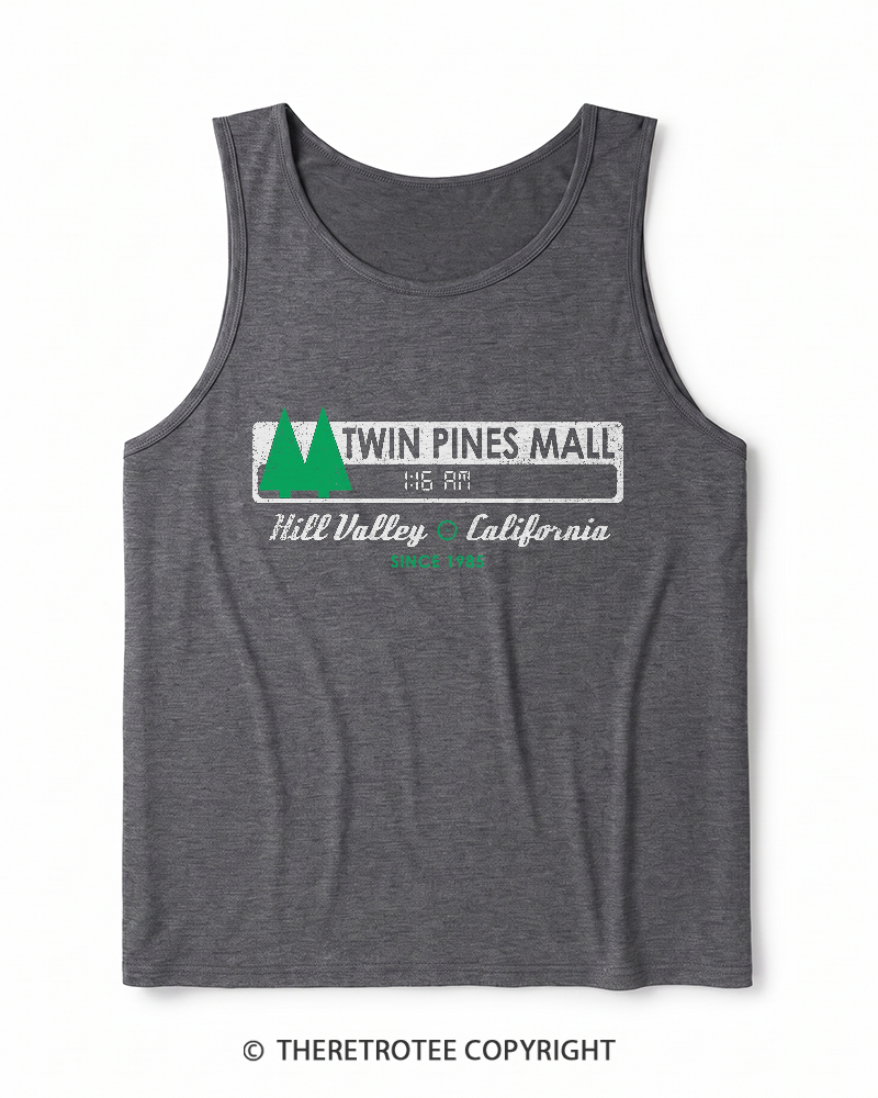 TheRetroTee Twin Pines mall Sign Worn 1980s Heather Tank Top