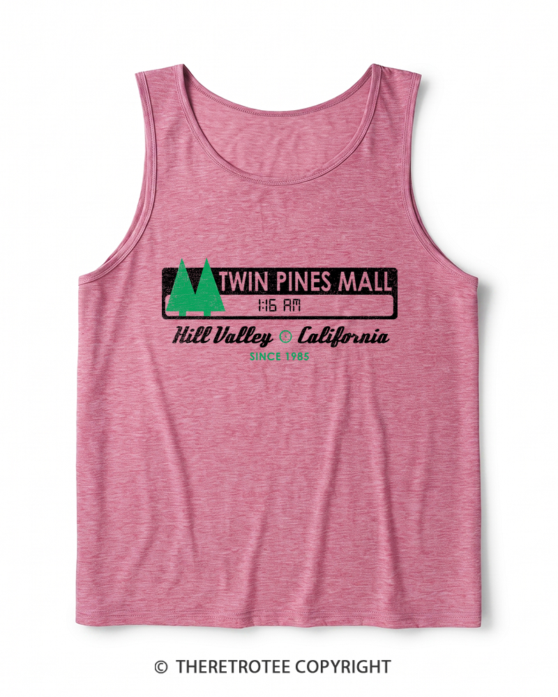 TheRetroTee Twin Pines mall Sign Worn 1980s Heather Tank Top