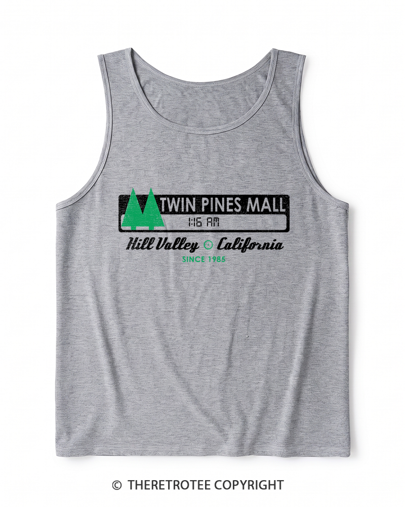 TheRetroTee Twin Pines mall Sign Worn 1980s Heather Tank Top