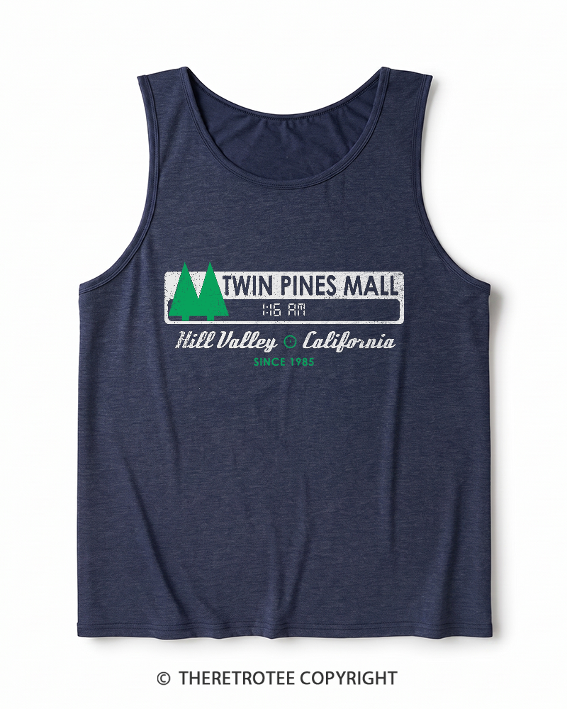 TheRetroTee Twin Pines mall Sign Worn 1980s Heather Tank Top
