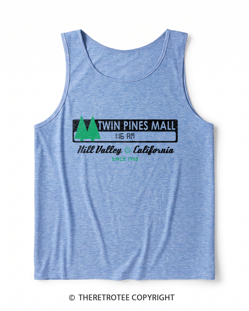 TheRetroTee Twin Pines mall Sign Worn 1980s Heather Tank Top
