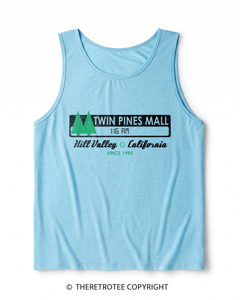 TheRetroTee Twin Pines mall Sign Worn 1980s Heather Tank Top