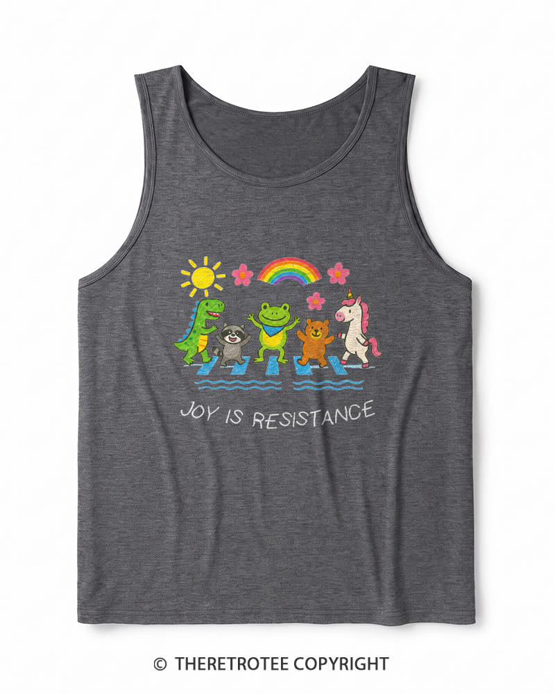 TheRetroTee Joy Is Resistance 1990s Heather Tank Top