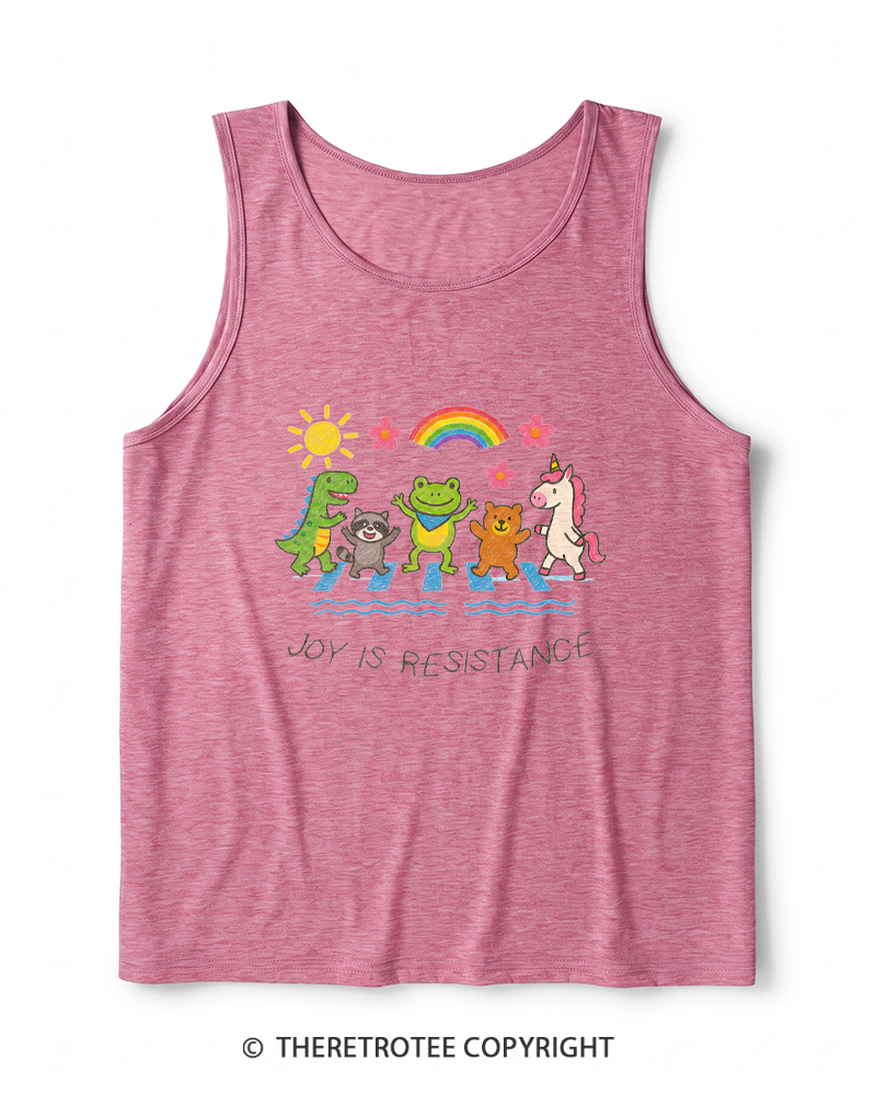 TheRetroTee Joy Is Resistance 1990s Heather Tank Top