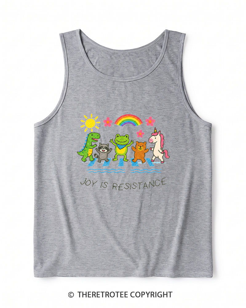 TheRetroTee Joy Is Resistance 1990s Heather Tank Top