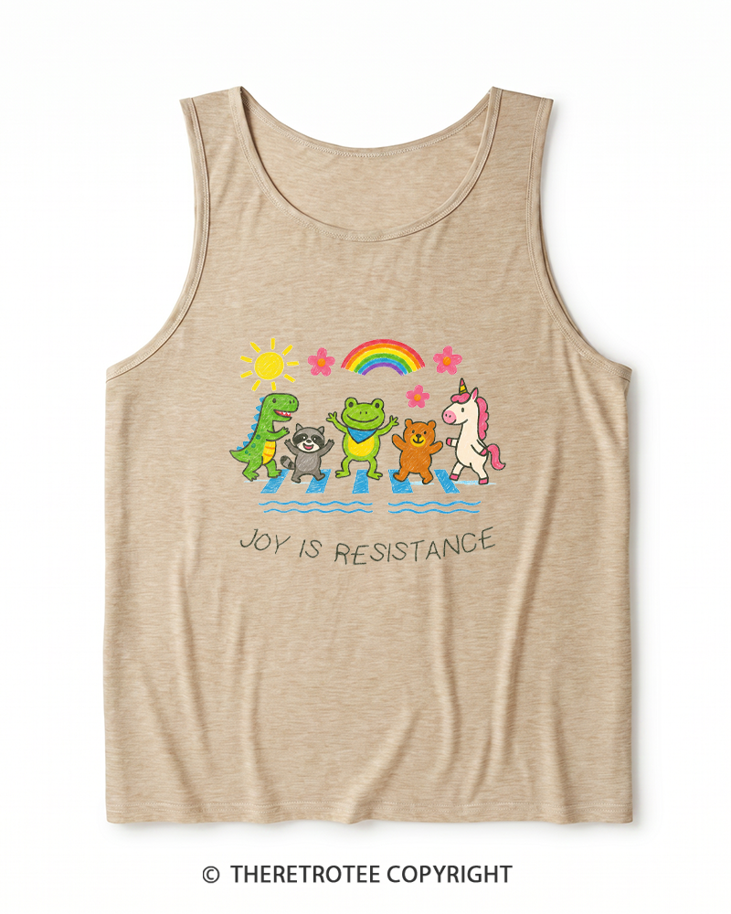 TheRetroTee Joy Is Resistance 1990s Heather Tank Top