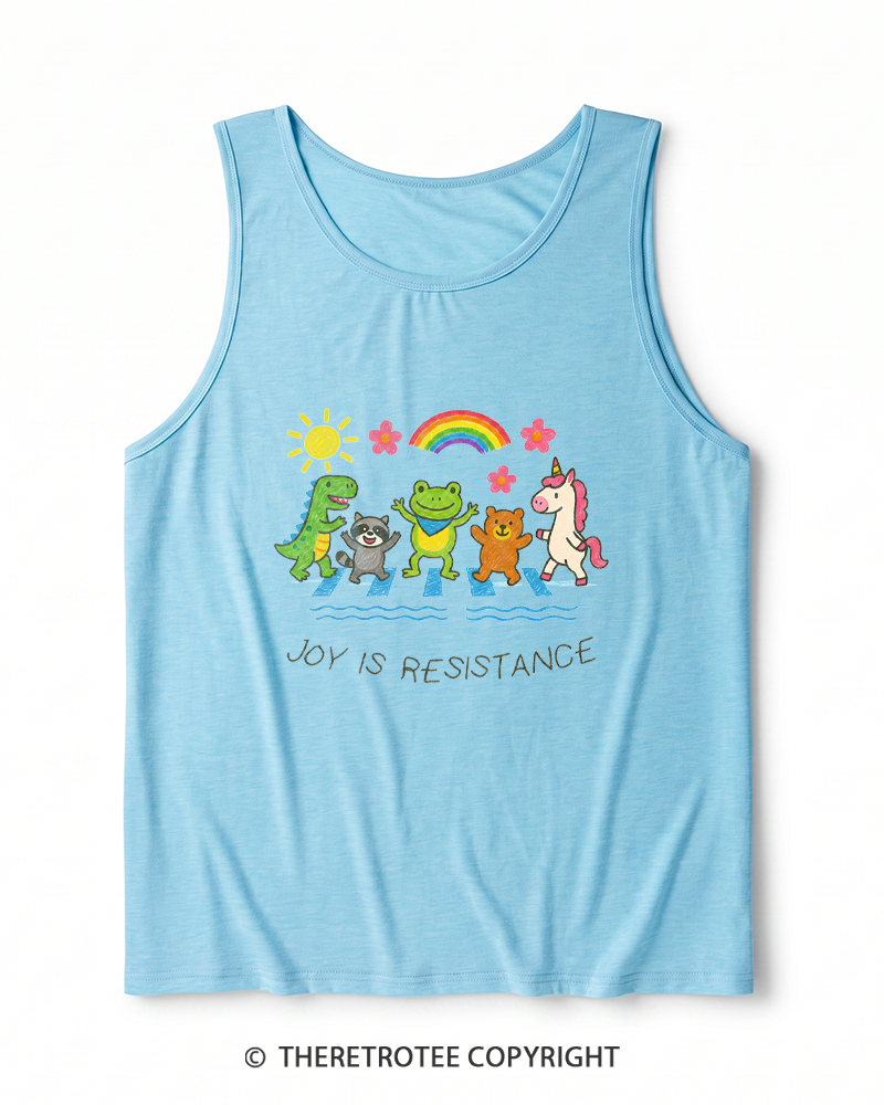 TheRetroTee Joy Is Resistance 1990s Heather Tank Top