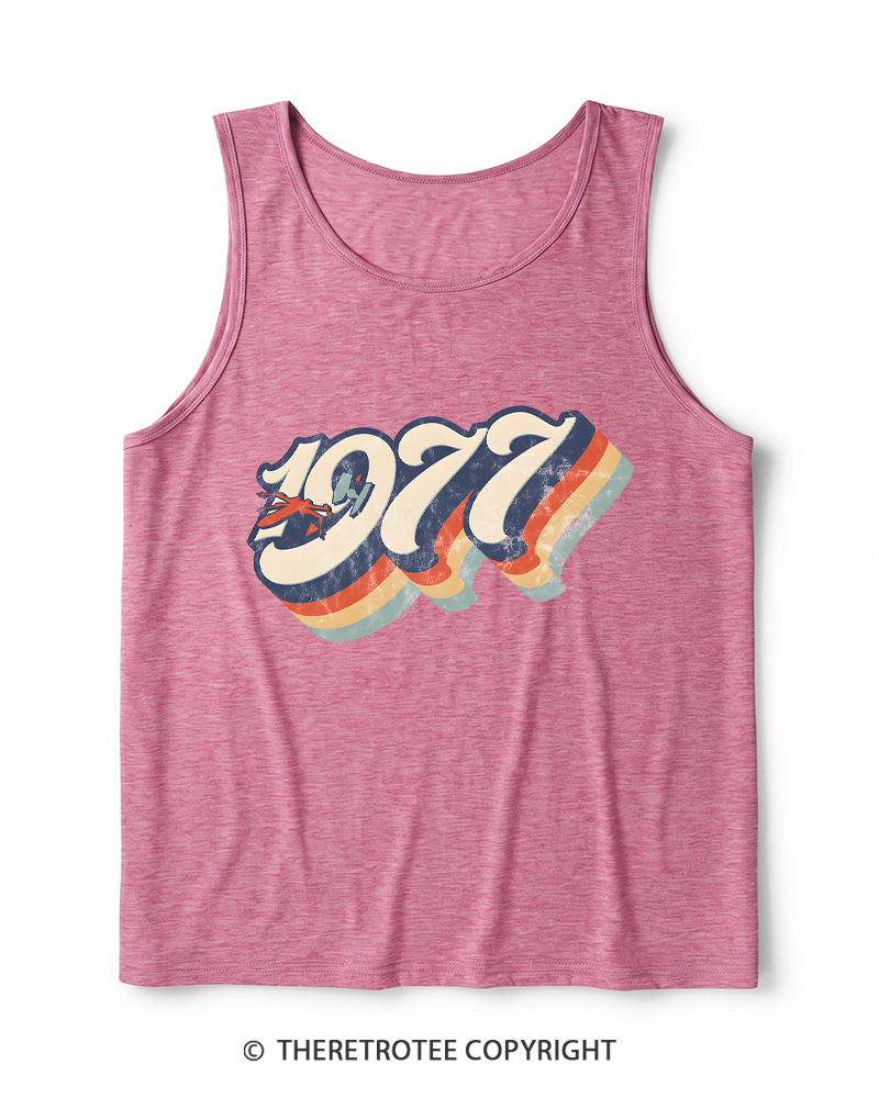 TheRetroTee 1977 Retro Dog Fight Heather Tank Top