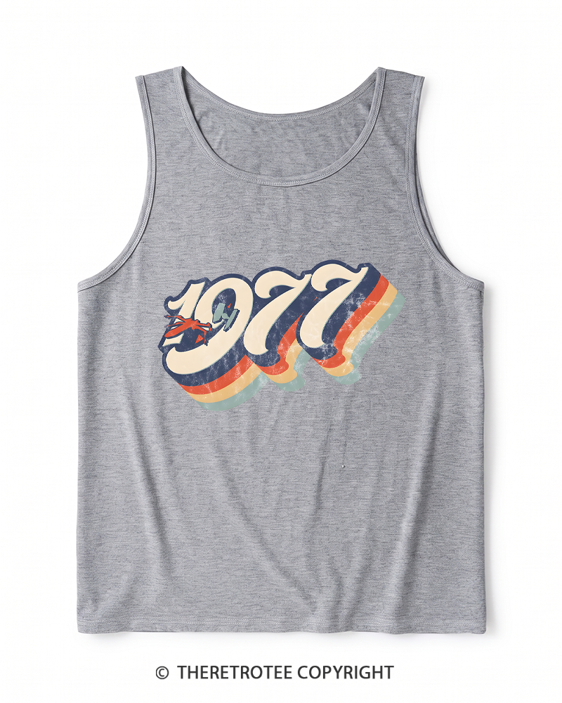 TheRetroTee 1977 Retro Dog Fight Heather Tank Top