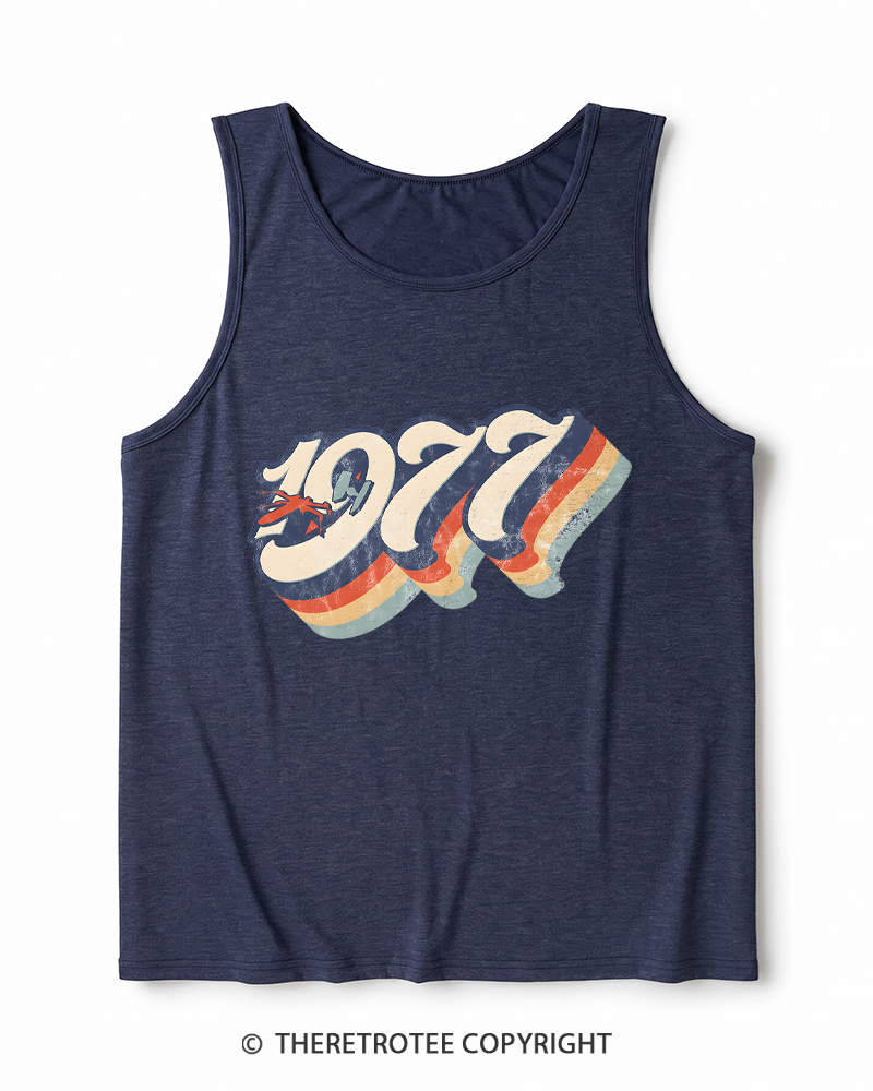 TheRetroTee 1977 Retro Dog Fight Heather Tank Top