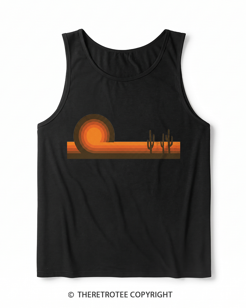TheRetroTee Desert Horizons 1970s Heather Tank Top
