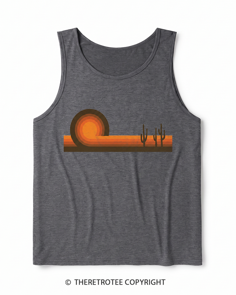 TheRetroTee Desert Horizons 1970s Heather Tank Top