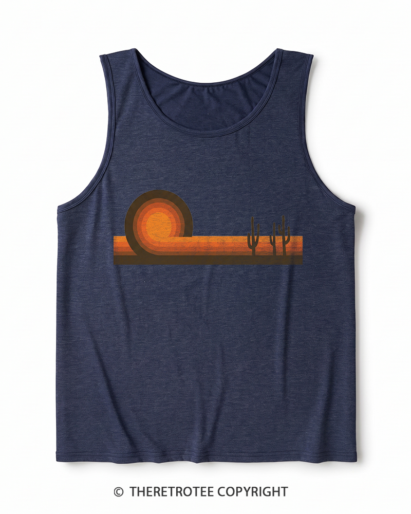 TheRetroTee Desert Horizons 1970s Heather Tank Top