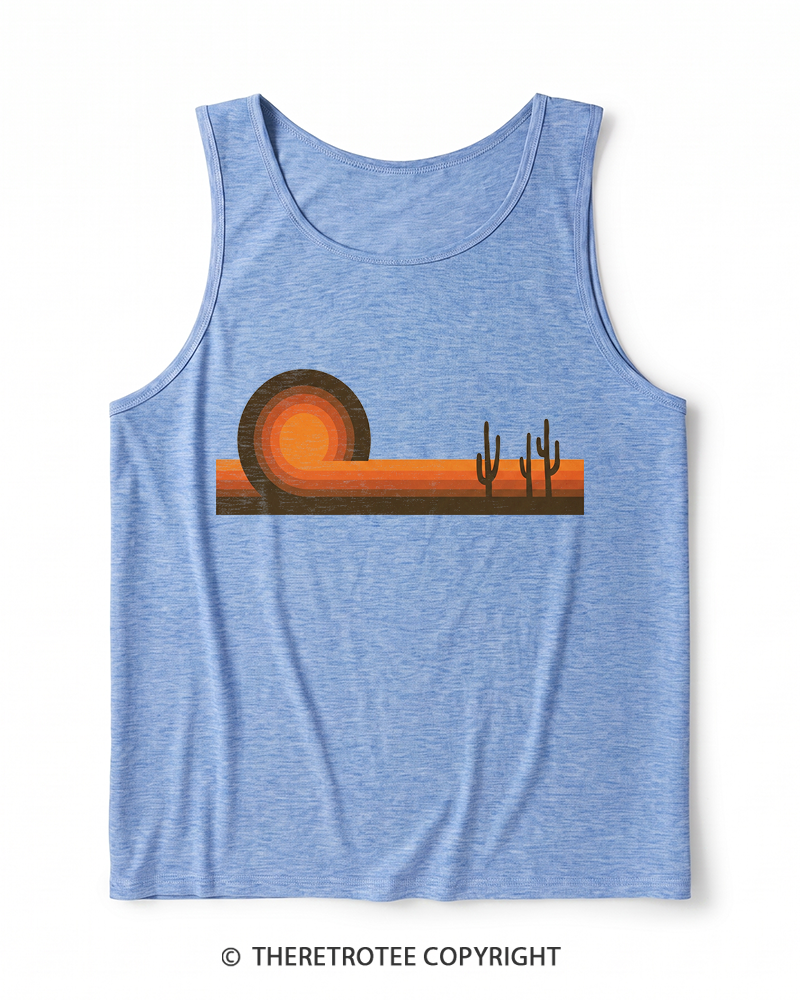 TheRetroTee Desert Horizons 1970s Heather Tank Top