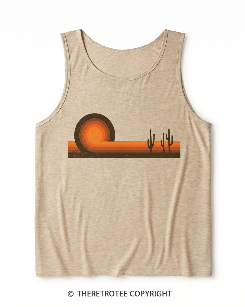TheRetroTee Desert Horizons 1970s Heather Tank Top