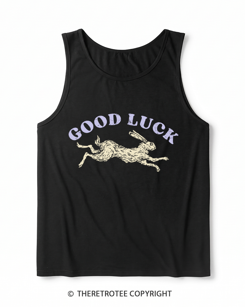TheRetroTee Good Luck 1970s Heather Tank Top