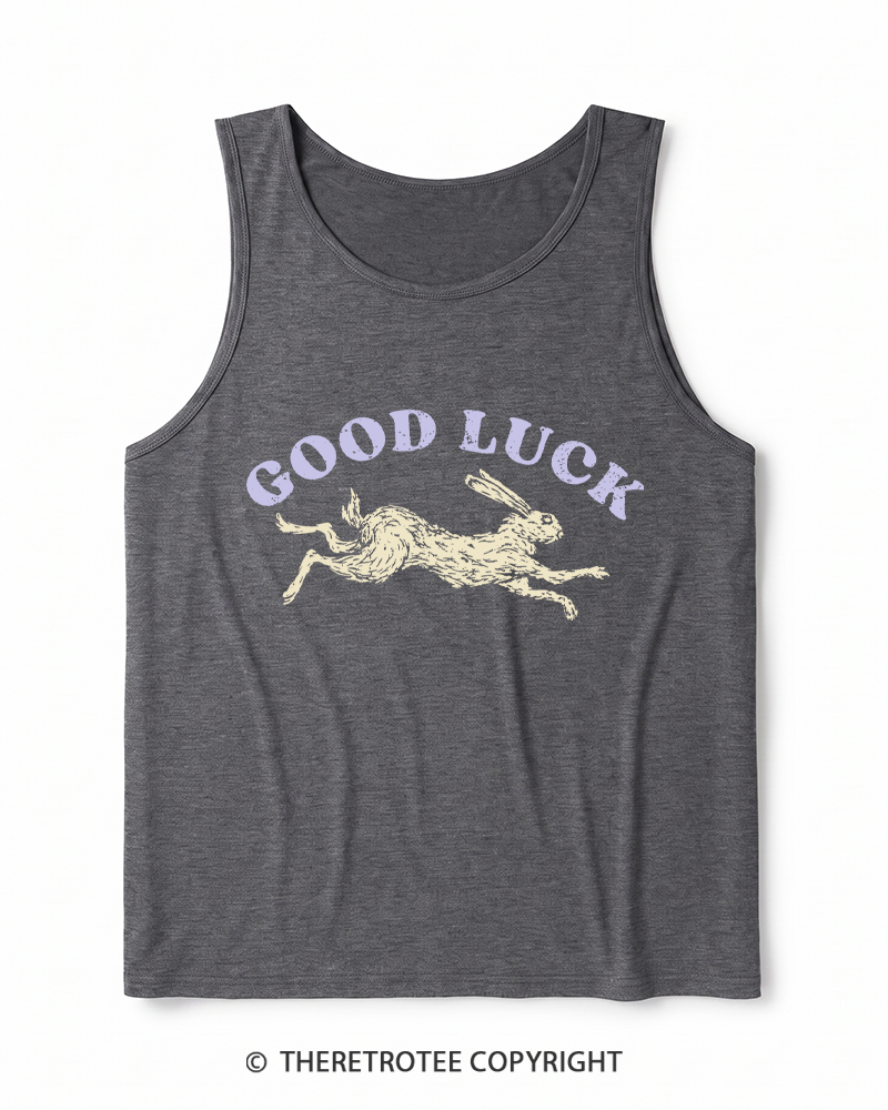 TheRetroTee Good Luck 1970s Heather Tank Top