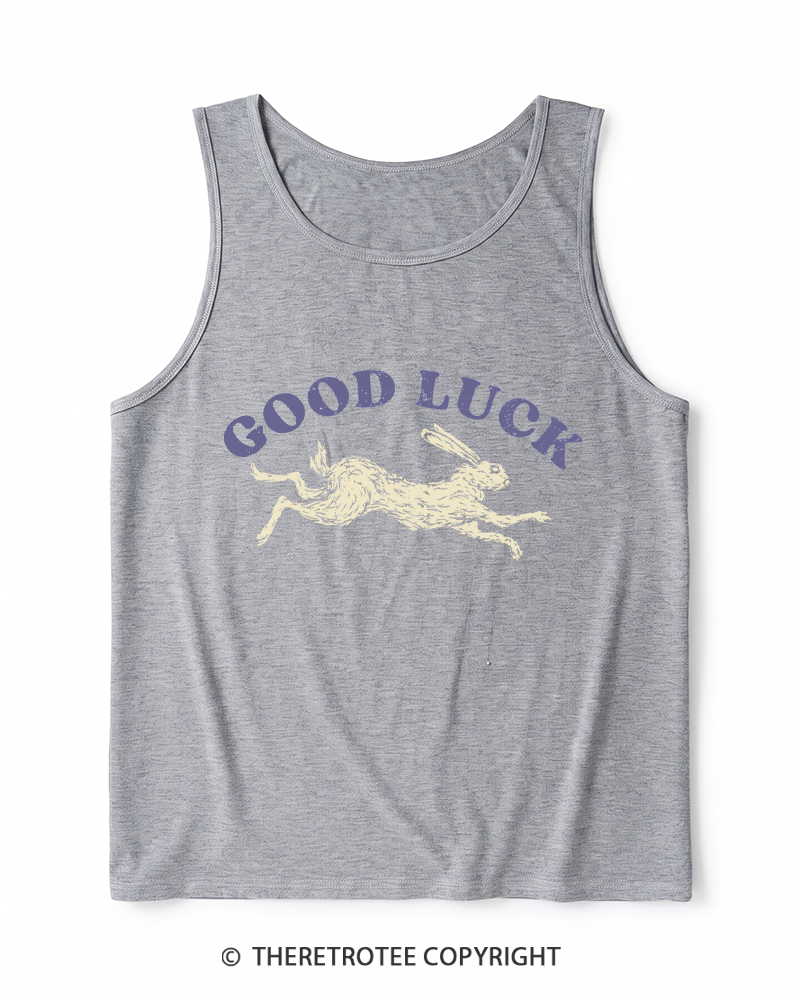 TheRetroTee Good Luck 1970s Heather Tank Top