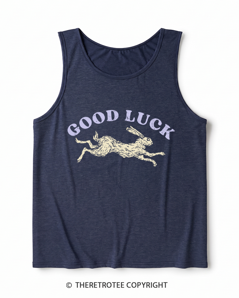TheRetroTee Good Luck 1970s Heather Tank Top