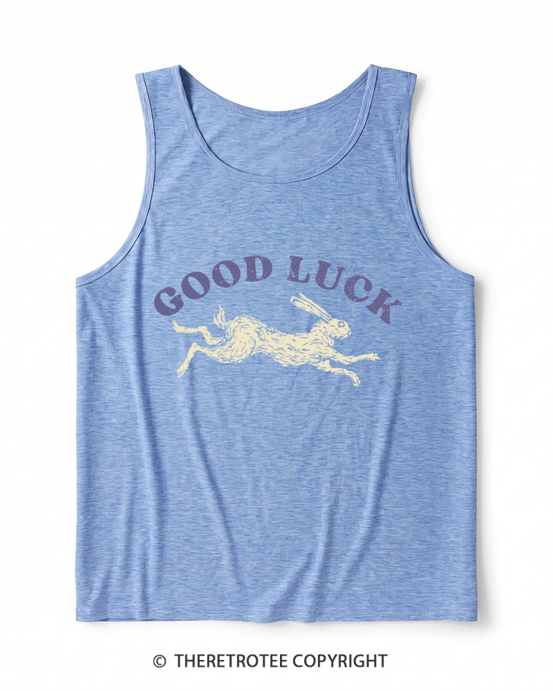 TheRetroTee Good Luck 1970s Heather Tank Top