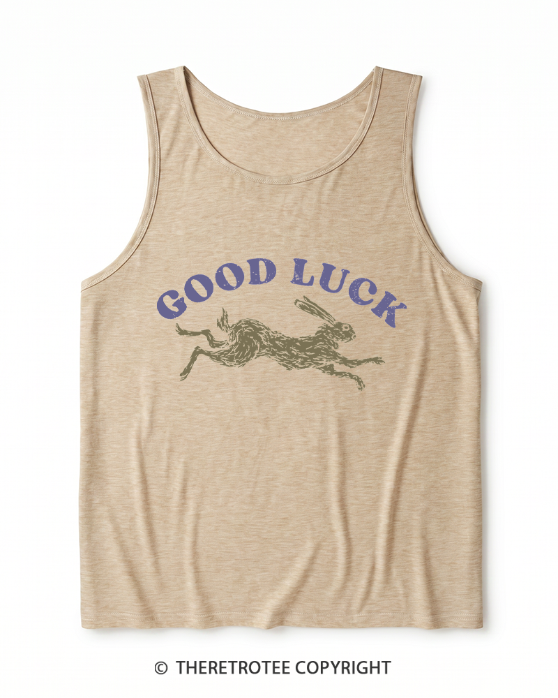TheRetroTee Good Luck 1970s Heather Tank Top