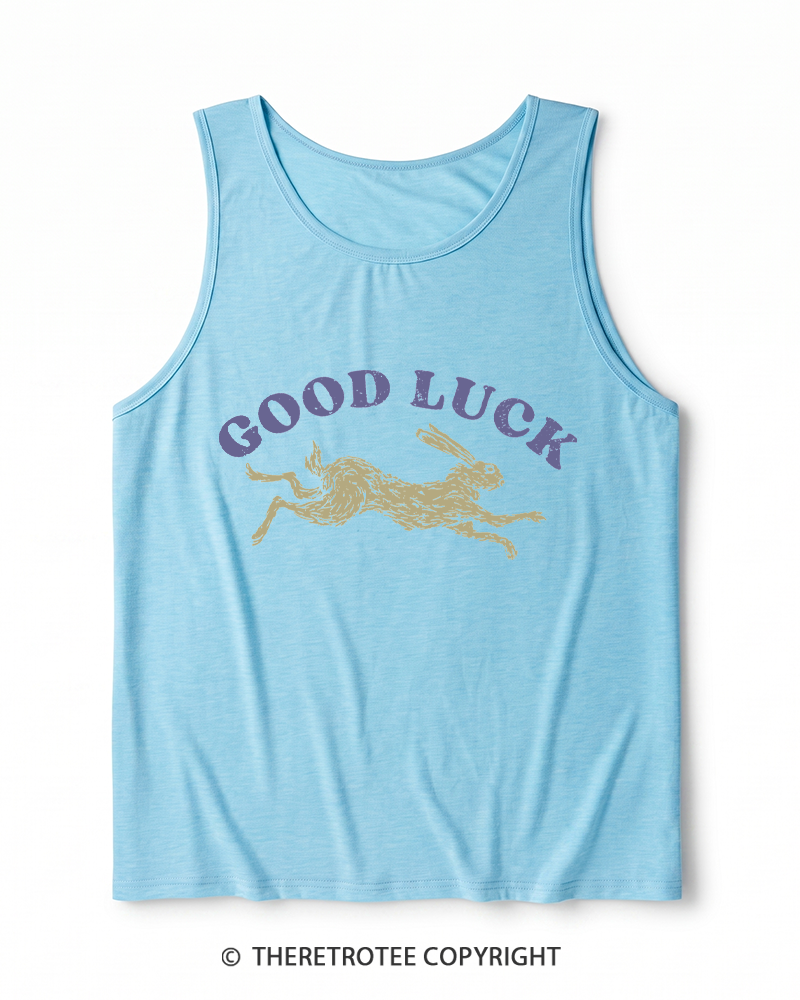 TheRetroTee Good Luck 1970s Heather Tank Top