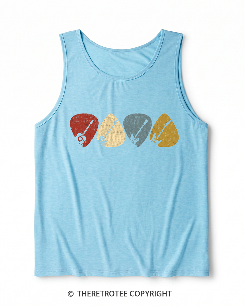 TheRetroTee Guitar Pick Gift For Guitarist 1980s Heather Tank Top
