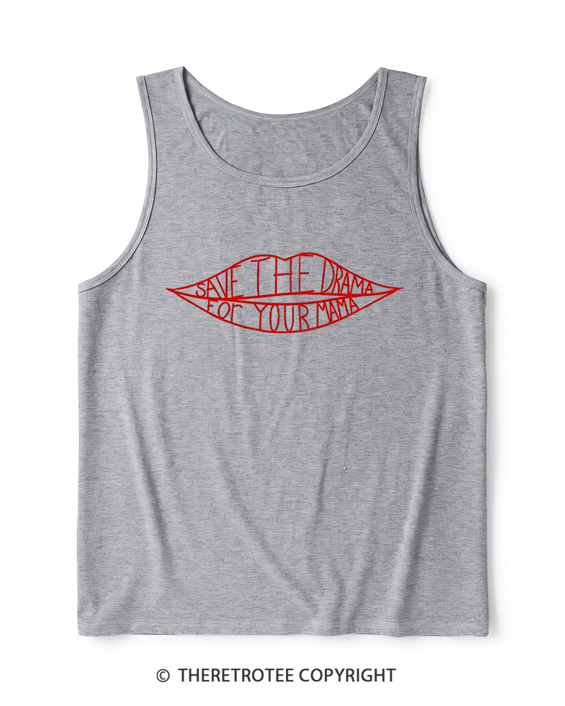 TheRetroTee Save the Drama for Your Mama 1990s Heather Tank Top