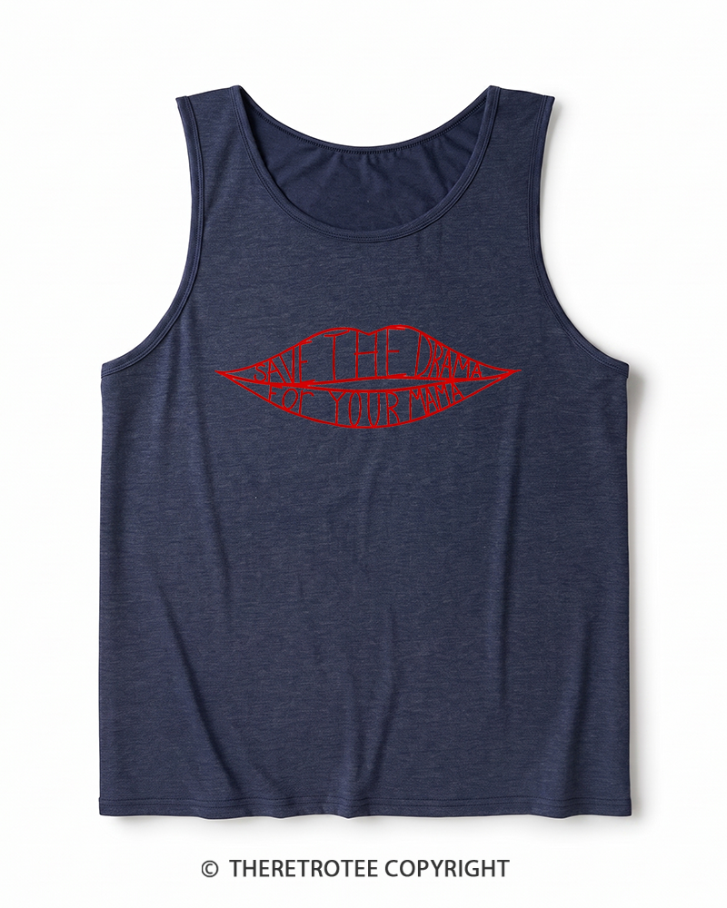 TheRetroTee Save the Drama for Your Mama 1990s Heather Tank Top