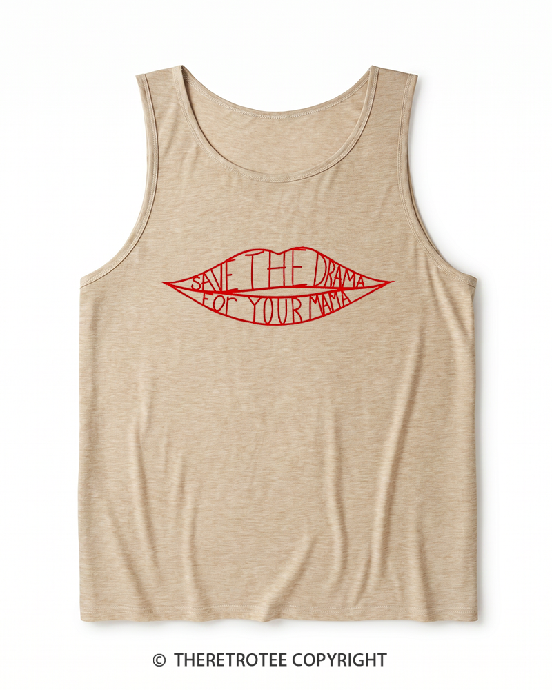 TheRetroTee Save the Drama for Your Mama 1990s Heather Tank Top