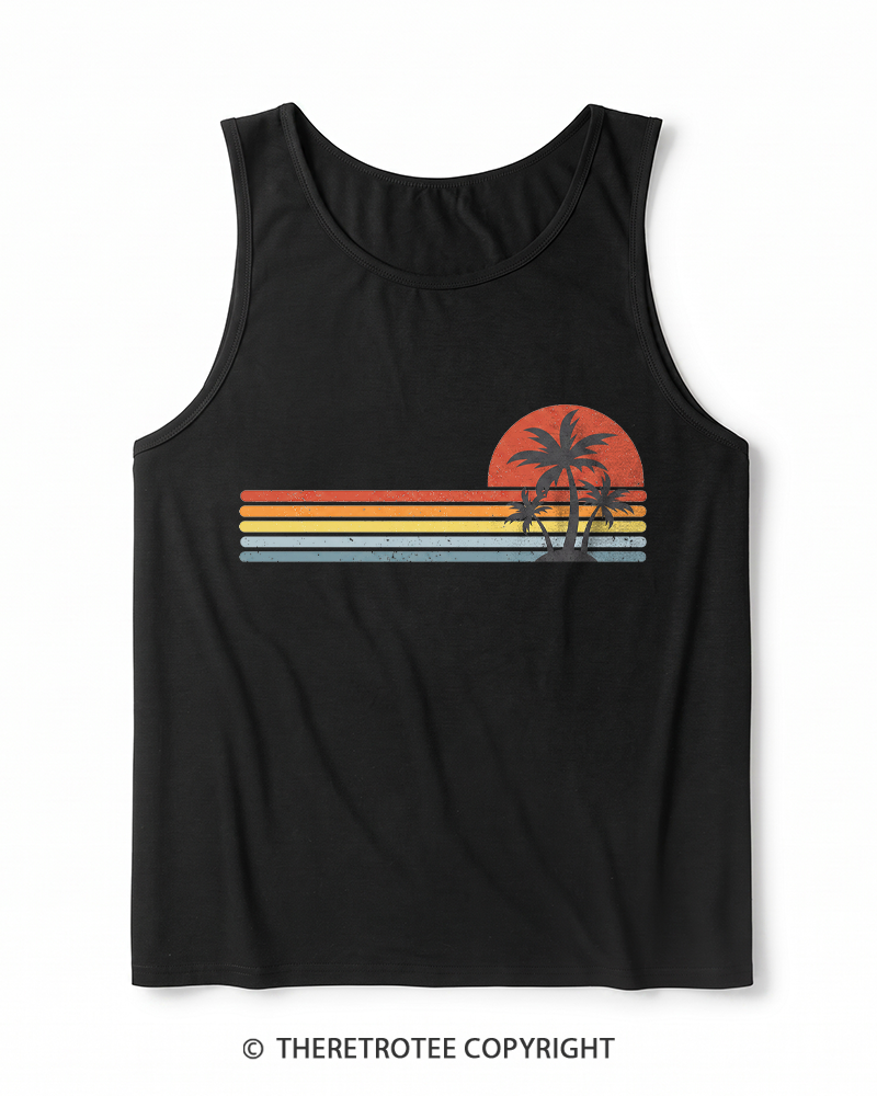 TheRetroTee Tropical Island 1980s Heather Tank Top