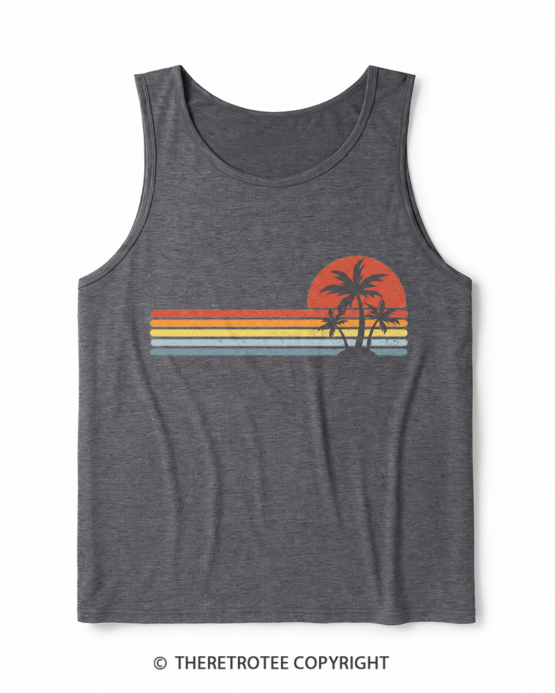 TheRetroTee Tropical Island 1980s Heather Tank Top