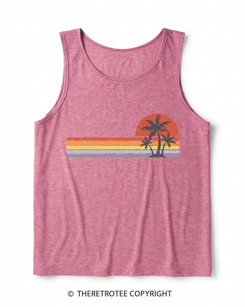 TheRetroTee Tropical Island 1980s Heather Tank Top