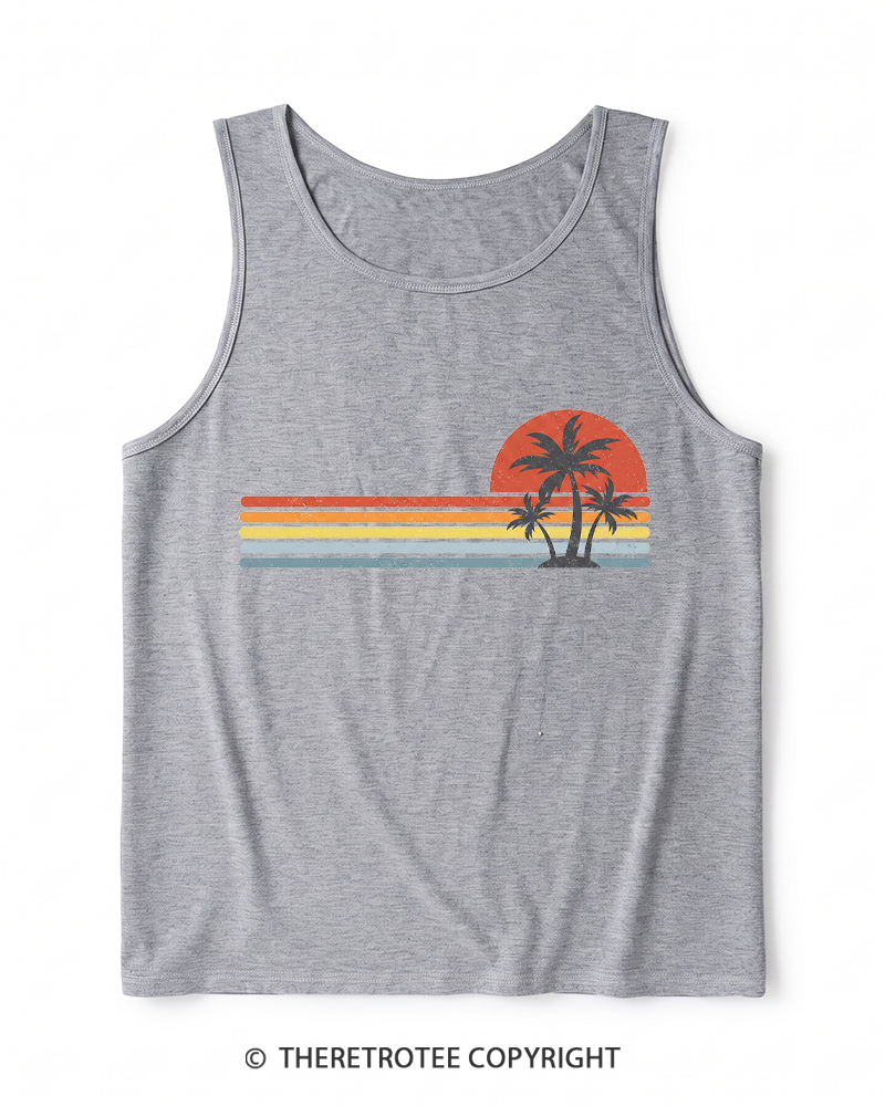 TheRetroTee Tropical Island 1980s Heather Tank Top