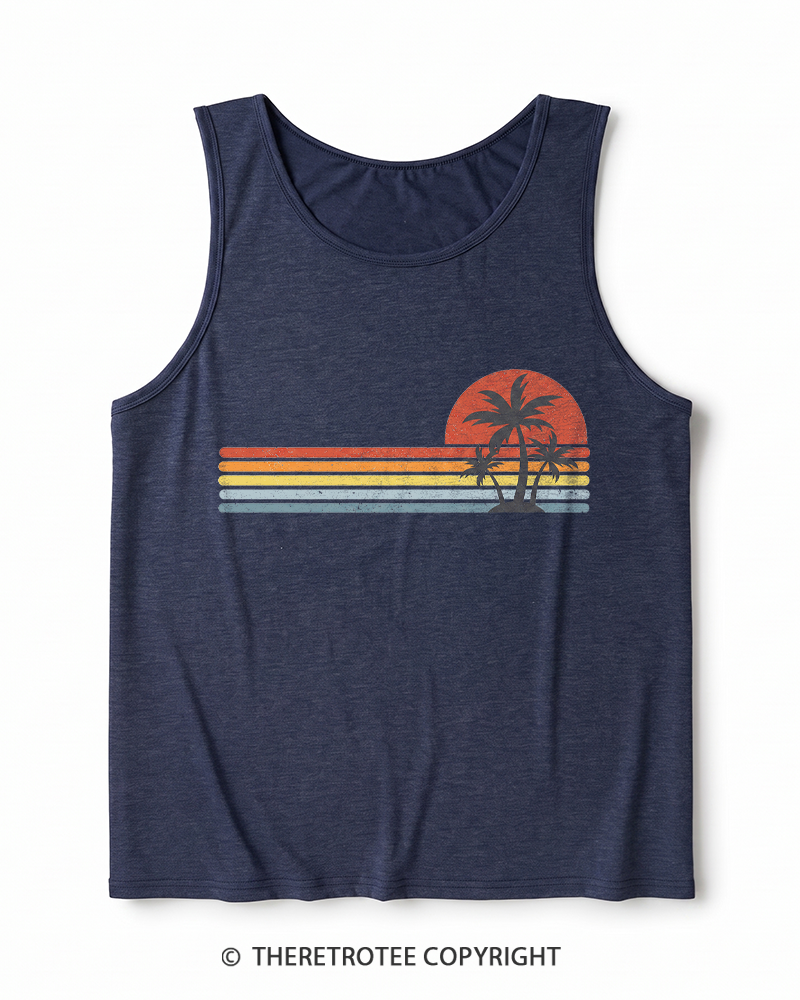 TheRetroTee Tropical Island 1980s Heather Tank Top