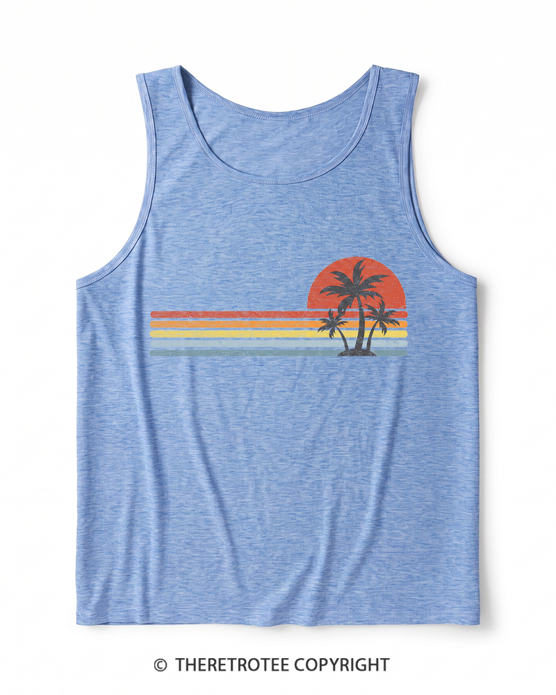 TheRetroTee Tropical Island 1980s Heather Tank Top