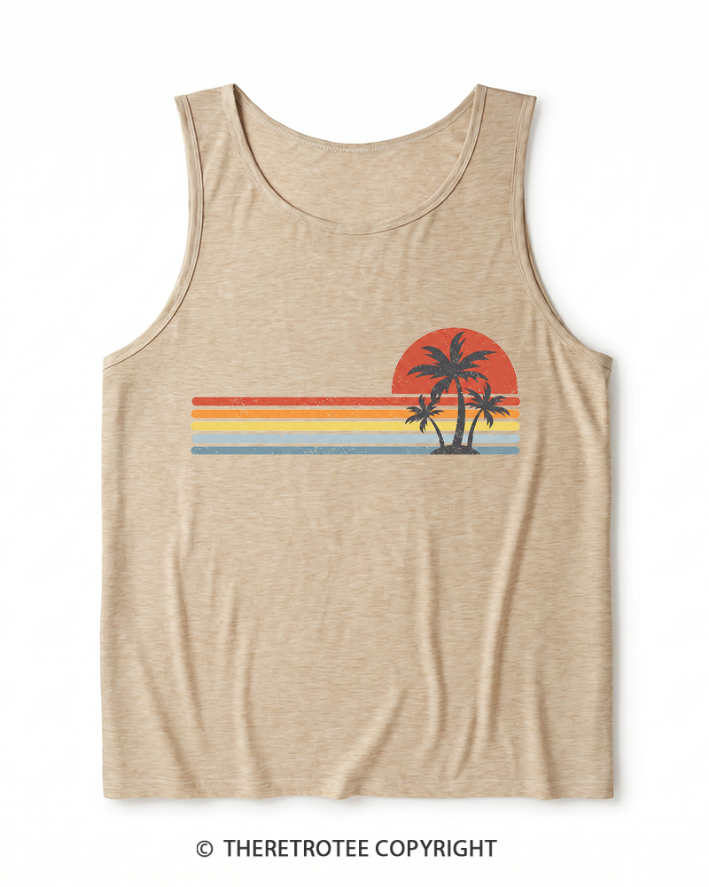 TheRetroTee Tropical Island 1980s Heather Tank Top
