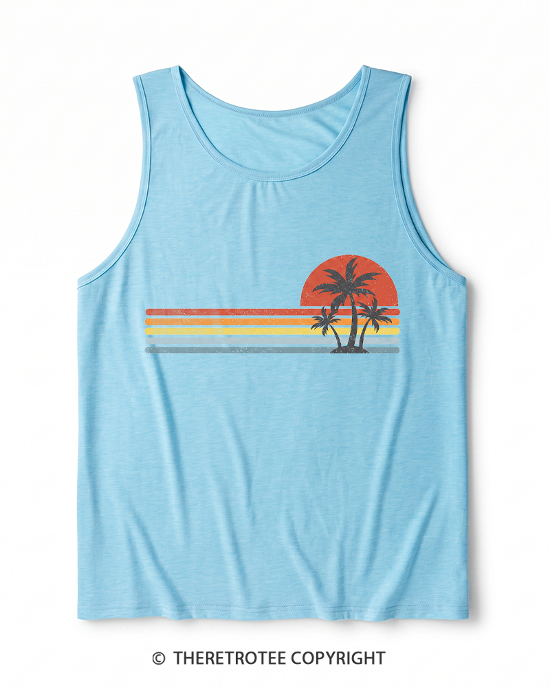 TheRetroTee Tropical Island 1980s Heather Tank Top