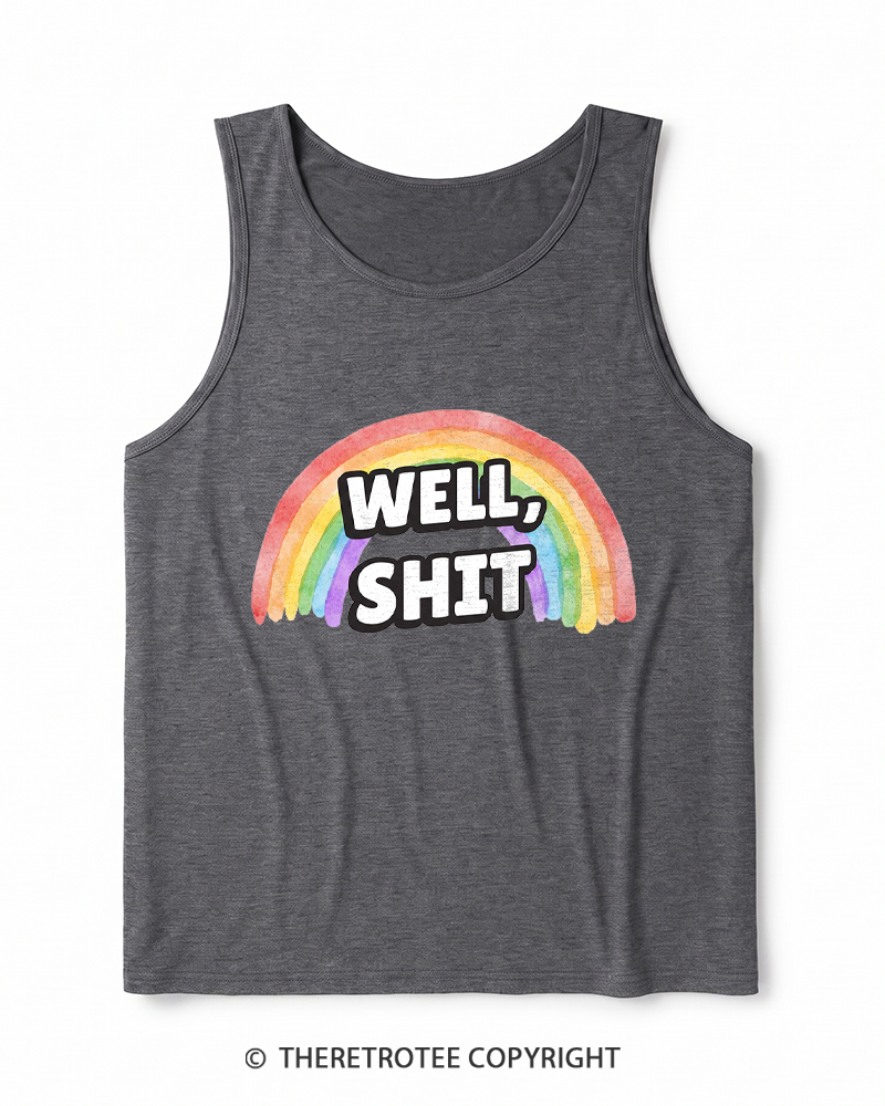 TheRetroTee Well Sht Snarky Sarcastic 1970s Heather Tank Top