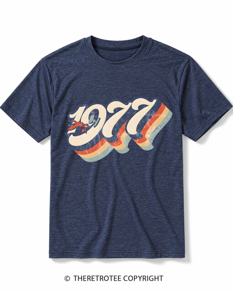 TheRetroTee 1977 Retro Dog Fight Heather T-Shirt