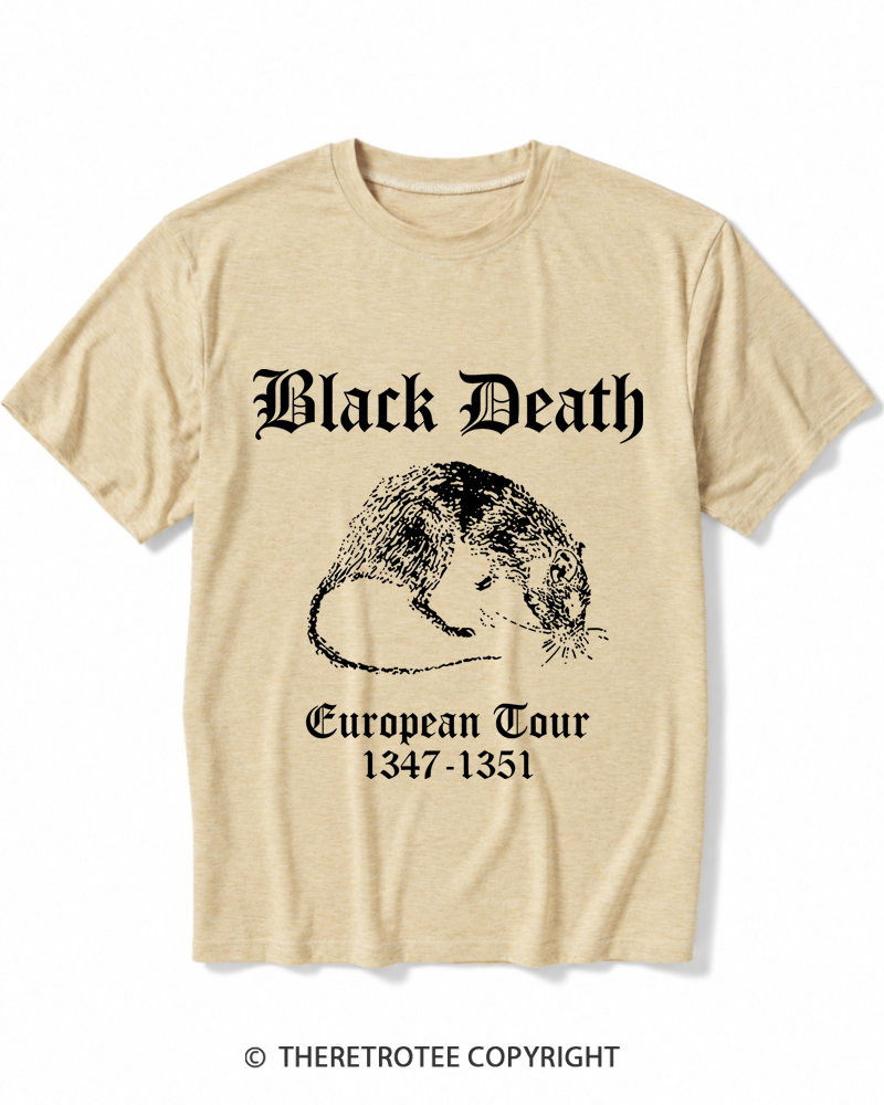 TheRetroTee Black Death European Tour Gothic Horror Heather T-Shirt