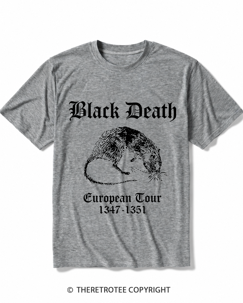 TheRetroTee Black Death European Tour Gothic Horror Heather T-Shirt