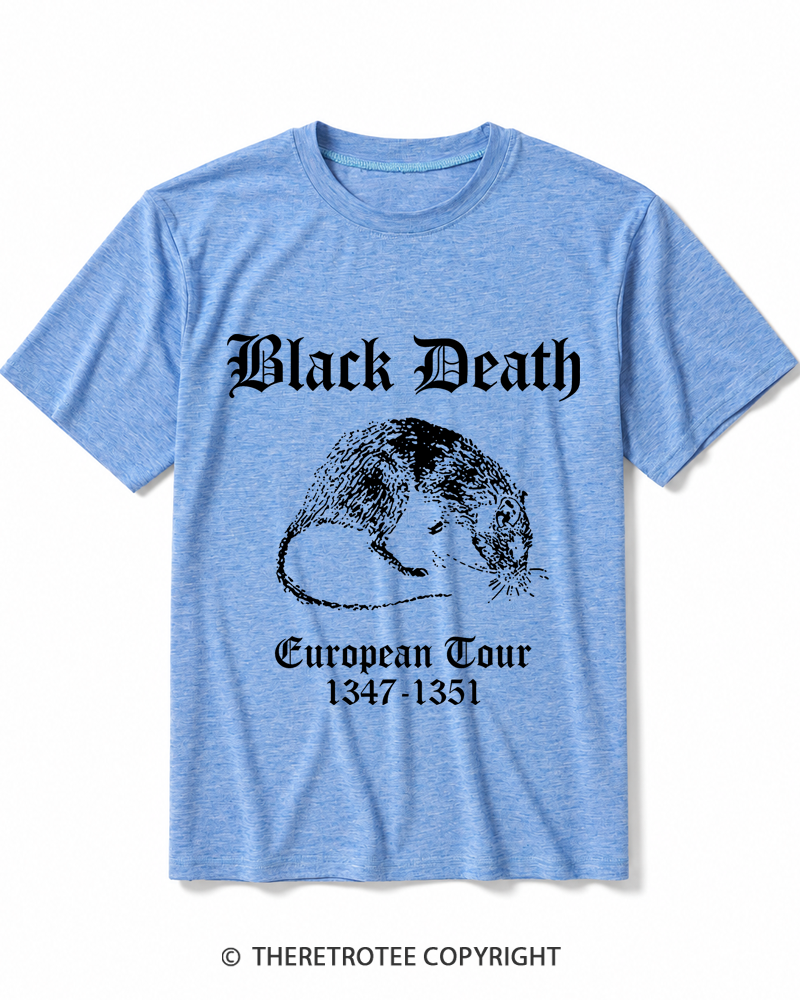 TheRetroTee Black Death European Tour Gothic Horror Heather T-Shirt